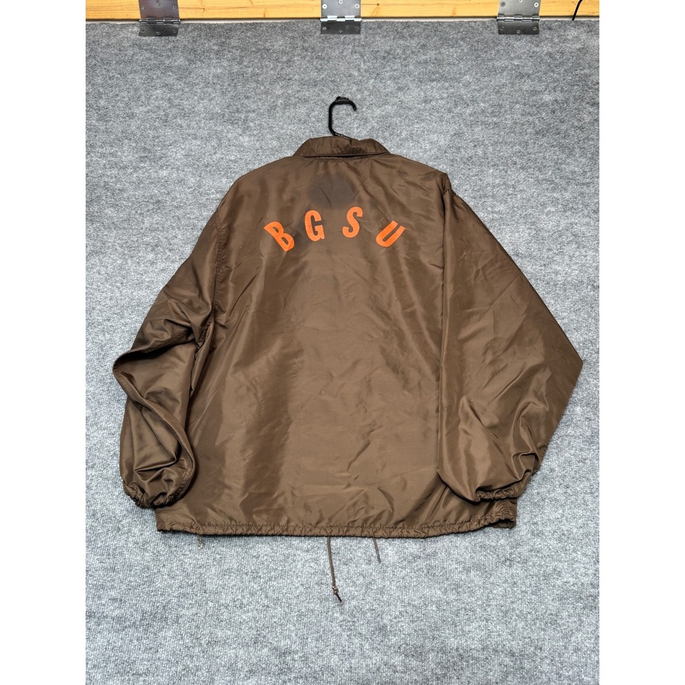 Vintage Pla-Jac Dunbrooke BGSU Coaches Jacket Brown Nylon Windbreaker Mens Large